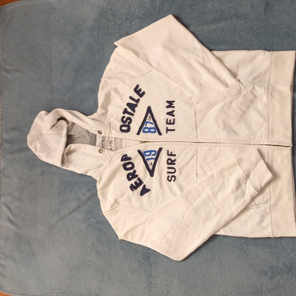 White aéropostale zip up hoodie with pockets - Picture 1 of 2